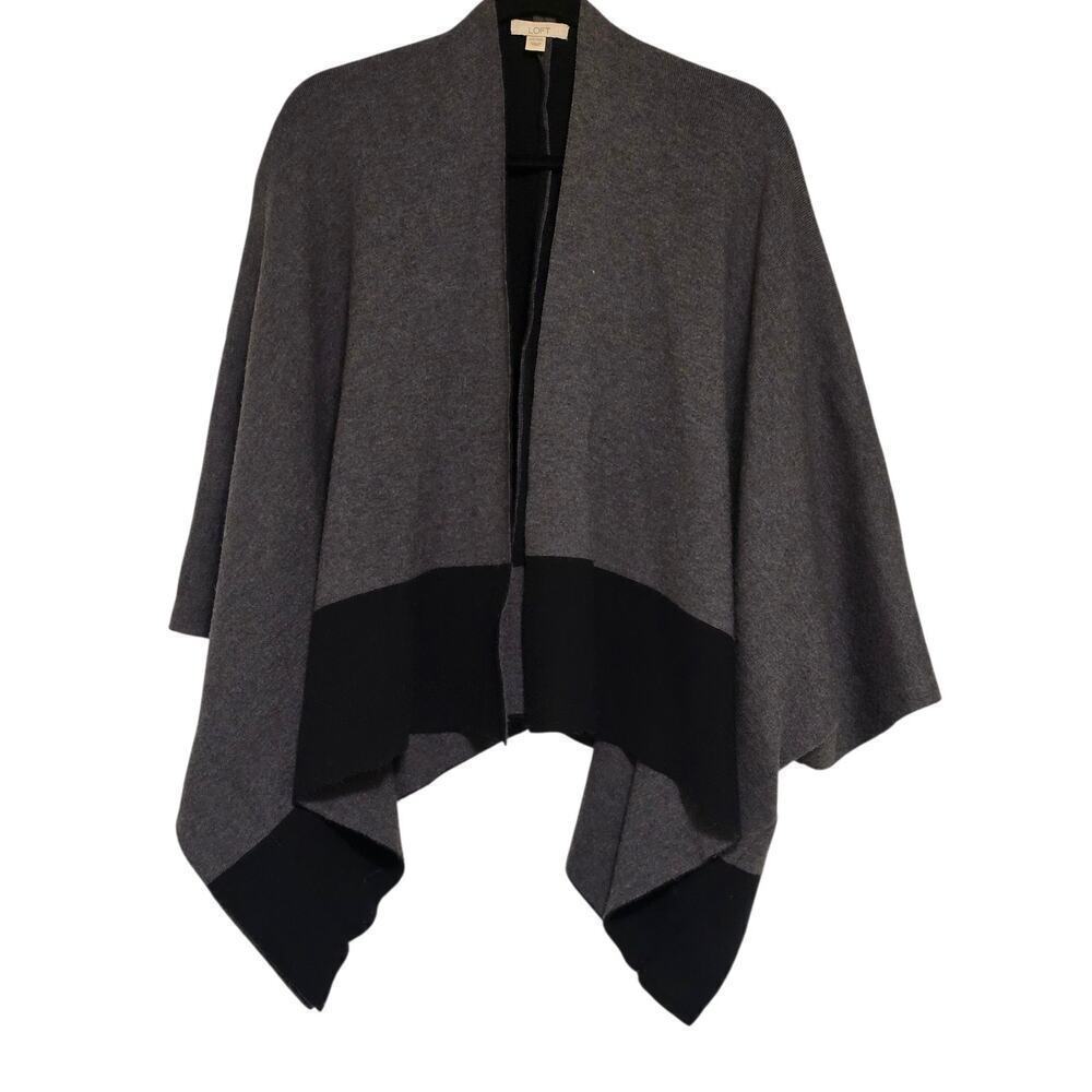 Draped Knit Cape Cardigan Gray Black Colorblock One Size Corporate Goth Chic EUC